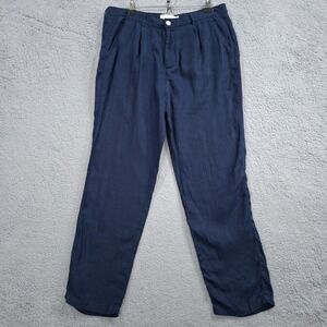 Porter & Ash Pants Mens 34x29 Linen Chino Navy Slim Fit Washable Preppy Beach